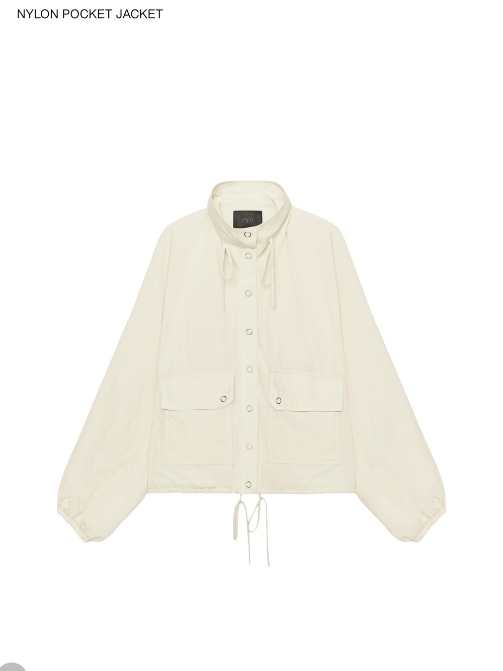 ZARA Cream Nylon Pocket Jacket